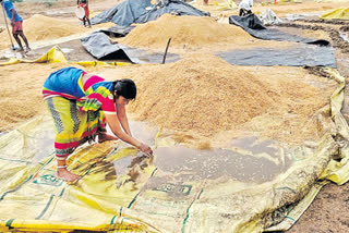 Farmers facing problems at paddy procurement centers due to unwanted rains