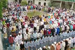 Muslim community celebrates Eid by embracing each other on the occasion of Eid ul Fitr