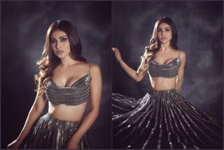 Mouni Roy stuns in platinum bralette and lehenga