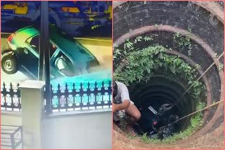 Car falls into well
