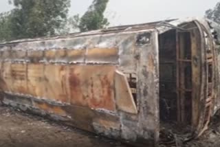 Punjab school bus catches fire