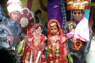 Dwarfs tie knot in Bihar  Dwarfs marries in bhagalpur Bihar  variety marriages in india  ഉയരക്കുറവുള്ളവരുടെ വിവാഹം  പൊക്കക്കുറവുള്ളവർ വിവാഹം കഴിച്ചു  വിവാഹം ഭഗൽപൂർ ബിഹാർ