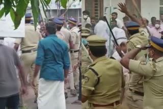cpi congress conflict in nooranadu  police lathi charge in nooranadu  സിപിഐ കോൺഗ്രസ് സംഘർഷം നൂറനാട്  നൂറനാട് പൊലീസ് ലാത്തി
