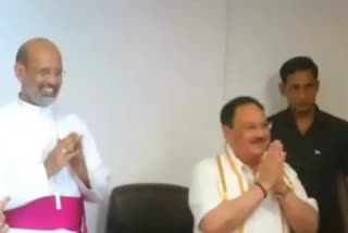 Thamarassery Diocese Bishop Mar Remigios Inchanani met BJP National President JP Nadda  കസ്‌തൂരിരംഗൻ വിജ്ഞാപനത്തിൽ നിന്നും വില്ലേജുകലെ ഒഴിവാക്കണം  ജെപി നദ്ദയുമായുള്ള കൂടിക്കാഴ്‌ചയിൽ മാർ റെമിജിയോസ് ഇഞ്ചനാനിയില്‍  ജെപി നദ്ദയുമായി കൂടിക്കാഴ്‌ച നടത്തി താമരശ്ശേരി രൂപത ബിഷപ്പ്  കോഴിക്കോട് ബിജെപി ദേശിയ അധ്യക്ഷൻ താമരശ്ശേരി രൂപത ബിഷപ്പ് ചർച്ച  മാർ റെമിജിയോസ് ഇഞ്ചനാനിയില്‍ നദ്ദ കൂടിക്കാഴ്‌ച  Kozhikode Bishop of Thamarassery Diocese met JP Nadda  Mar Remigios discussed about kasturirangan draft notification with nadda