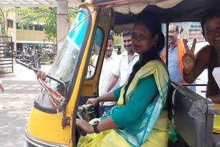 female candidate campaigning