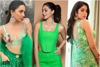 kiara advani in green outfit  kiara advani latest pictures  ananya pandey latest pictures  ananya pandey in green outfit  janhvi kapoor in green outfit  janhvi kapoor latest pictures