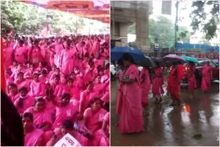 asha workers protest in Bangalore freedom park