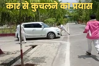 भाकियू नेता को कार से कुचलने का प्रयास.