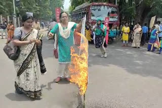 All India Women Organisation staged protest in Durgapu