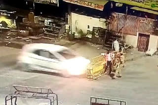 Speeded car hits two policemen deployed for road blockade in Jaipur