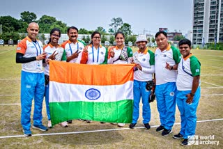 Archery World Cup  तीरंदाजी  Archery  Indian women's team  Indian women's team won bronze medal  तीरंदाजी विश्व कप  भारतीय महिला टीम  कांस्य पदक  रिद्धि  कोमलिका बारी  अंकिता भकत