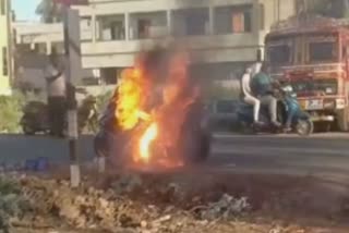 electric scooter catches fire