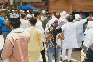 Crowds at the Gyan Vapi Mosque for Friday prayers