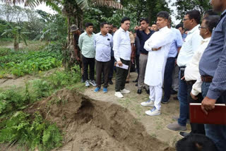 flood situation inspection minister piyush hazarika at gahpur