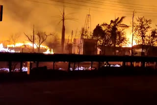 Attempts to extinguish the fire at Ballarpur Paper Mill