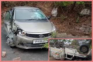 Collision between car and pickup in Dadwal