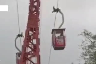 Watch : Ropeway trollies swinging amid the gusty winds for hours, 80 passengers remained trapped