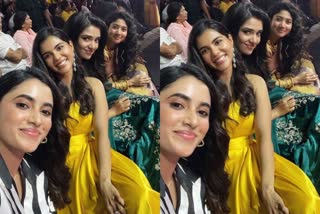 kalyani priyadarshan  kalyani priyadarshan group selfie  sai pallavi krithi shetty  priyanka mohan  കല്യാണി പ്രിയദര്‍ശന്‍ സായി പല്ലവി സെല്‍ഫി  പ്രിയങ്ക മോഹന്‍ കൃതി ഷെട്ടി  കല്യാണി പ്രിയദര്‍ശന്‍ സെല്‍ഫി