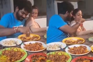 vignesh shivan nayanthara video  vignesh shivan shares cute video of nayanthara  nayanthara vignesh shivan romantic video  nayanthara vignesh shivan video  നയന്‍താരയ്‌ക്ക് ഭക്ഷണം വാരികൊടുത്ത് വിഘ്‌നേഷ് ശിവന്‍  നയന്‍താര വിഘ്‌നേഷ് ശിവന്‍ വീഡിയോ  നയന്‍താരയുടെ വീഡിയോ പങ്കുവച്ച് വിഘ്‌നേഷ് ശിവന്‍