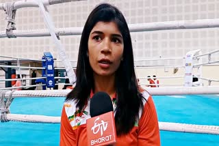 Nikhat Zarin with etv bharat  Who is Nikhat zareen  Nikhat zareen Interview  निकहत जरीन ईटीवी भारत  निकहत जरीन  world champion nikhat zareen  Nikhat zareen  बॉक्सिंग वर्ल्ड चैंपियन निकहत जरीन  बॉक्सर निकहत जरीन  ईटीवी भारत इंटरव्यू  ओलंपिक गोल्ड  विश्व मुक्केबाजी चैंपियन निकहत जरीन  खेल समाचार  Sports News