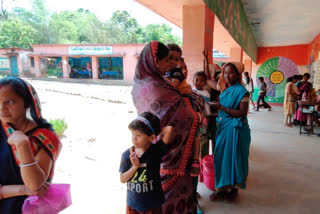 Peaceful voting in fourth phase panchayat election in Khunti district ETV Bharat took picture from drone camera