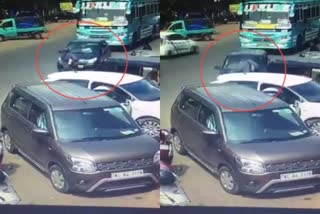 Car loses control as it enters the main road, hit a pedestrian and other vehicles