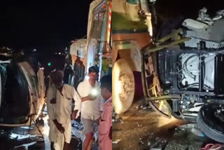 truck collides with minivan  Andhra Pradesh accident  casualties in accident  നിർത്തിയിട്ടിരുന്ന മിനിവാനിൽ ട്രക്ക് ഇടിച്ച് അപകടം  വാഹനാപകടെ ആന്ധ്രാപ്രദേശ്