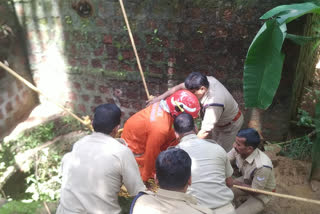 The fire brigade rushed the injured man to the shore  കിണറ്റില്‍ വീണ് 50കാരന് പരിക്ക്  കിണറ്റില്‍ വീണ് 50കാരന് പരിക്ക്  കിണറില്‍ വീണ് ഗൃഹനാഥന് പരിക്ക്  കിണറില്‍ വീണയാളെ ഫയര്‍ഫോഴ്‌സെത്തി കരയ്ക്ക് കയറ്റി  കിണറില്‍ അകപ്പെട്ടയാള്‍ക്ക് രക്ഷകരായി അഗ്നി ശമന സേന  Firefighters rescue a man trapped in a well  50 year old injured after falling into well