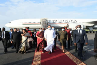The Vice President, M. Venkaiah Naidu arrived in Gabon on Monday on the first leg of his three-nation tour of Gabon, Senegal and Qatar