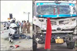 road accident in Uttara Pradesh, Amulance hit mini tanker in Uttara Pradesh, Uttara Pradesh accident news, Injured and died in Barielly road accident, ಉತ್ತರಪ್ರದೇಶದಲ್ಲಿ ಭೀಕರ ರಸ್ತೆ ಅಪಘಾತ, ಉತ್ತರಪ್ರದೇಶದಲ್ಲಿ ಮಿನಿ ಟ್ಯಾಂಕರ್​ಗೆ ಡಿಕ್ಕಿ ಹೊಡೆದ ಆಂಬ್ಯುಲೆನ್ಸ್​, ಉತ್ತರಪ್ರದೇಶ ಅಪರಾಧ ಸುದ್ದಿ, ಬರೇಲಿ ರಸ್ತೆ ಅಪಘಾತದಲ್ಲಿ ಸಾವು ನೋವು,