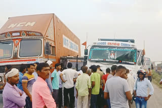 Tractor hit by Two trucks in Alwar