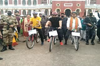 Nisith Pramanik in Cooch Behar Bicycle Rally