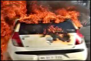 Fire in moving car on Delhi Amritsar NH