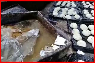 sweets prepared in unhygienic place in a hotal at Mariani