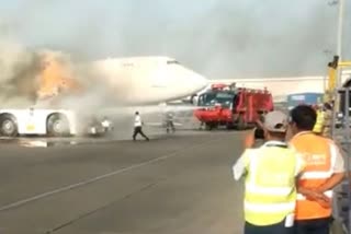 airplane-tow-tractor-fire-at-igi-airport-airport-fire-service-team-immediately-controlled