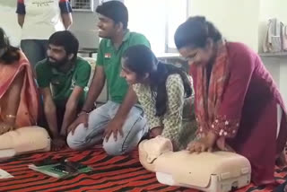 Rajendra Tated is teaching people about CPR