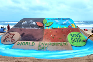 World Environment Day: ବାଲୁକା କଳାରେ ଶିଳ୍ପୀ ମାନସଙ୍କ ସଚେତନତା ବାର୍ତ୍ତା