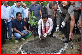 Union Minister Sarbananda Sonowal plants Thekera sapling in Pandu on Environment Day