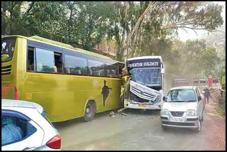 Volvo bus collision in Bilaspur