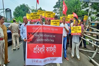 CPI(M) sits in protest demanding closure of encounte at Guwahati