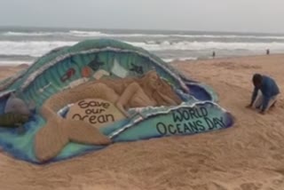 Celebrated World Ocean Day with unique sand art on Puri Beach