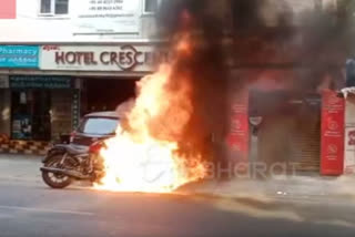 Watch: Royal Enfield rider has a lucky escape after his bike catches fire