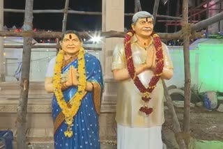 son built temple erected mother father statue andhra pradesh
