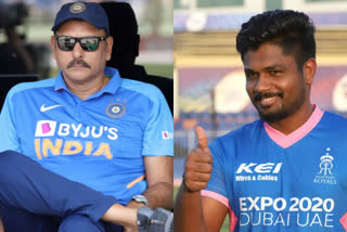 Ravi Shastri Backs Sanju Samson For T20 World Cup Squad  Sanju Samson  സഞ്ജു സാംസണെ ലോകകപ്പ് ടീമിലെടുക്കണമെന്ന് രവി ശാസ്‌ത്രി  സഞ്ജു സാംസണ്‍  സഞ്ജു സാംസണ് പിന്തുണയുമായി രവി ശാസ്‌ത്രി  T20 World Cup 2022  ഓസീസ് ബോളർമാർക്ക് വെല്ലുവിളി ഉയർത്താൻ കഴിയുന്ന താരമാണ് സഞ്ജുവെന്ന് രവി ശാസ്‌ത്രി