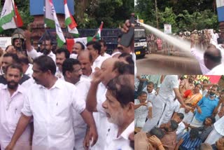 കോണ്‍ഗ്രസ് മാർച്ചിൽ സംഘർഷം  congress march clash  kozghikode news  പൊലീസ് ജലപീരങ്കി പ്രയോഗിച്ചു  കോഴിക്കോട് കോണ്‍ഗ്രസ് പ്രതിഷേധം