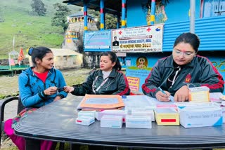 Girls handling medical service in Madmaheshwar Dham for the first time