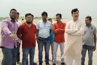MLA Anant Ojha laid foundation stone of anti erosion work from Ganga river in Sahibganj