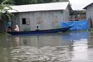 vast areas of banaigaon affected by floods