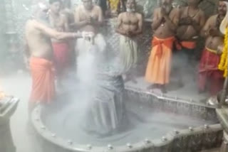 In Mahakaleshwar temple moving Bhasmarti started