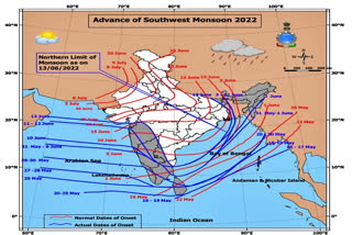 Southwest monsoon arrives in Telangana after a week's delay. The monsoon has set in two days ahead of schedule in Gujarat while advancing further in Maharashtra.